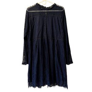 SUZANNE BETRO Navy Blue Lace Bodice Pleated Dress Women's Size XL - NWT $100